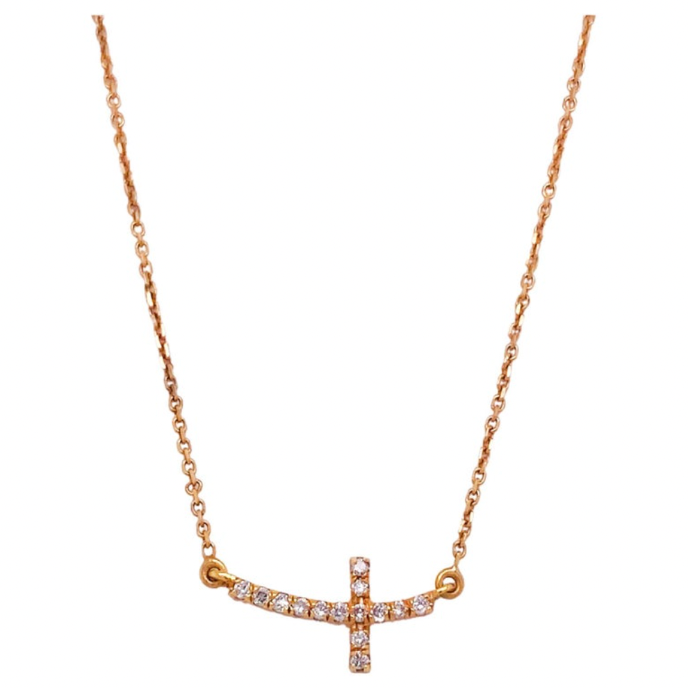 Dainty rose gold cross necklace deals
