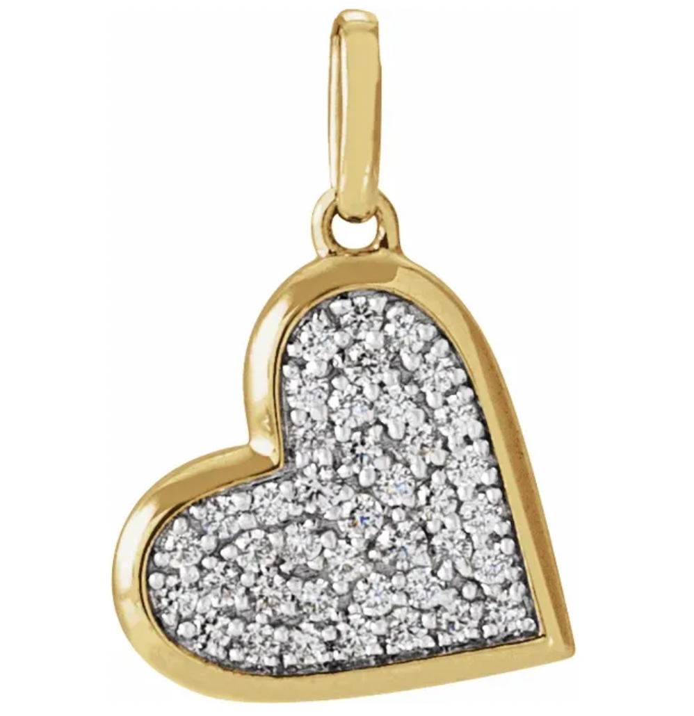 14K Yellow Gold 0.25ct Natural Diamond Heart Pendant Charm, image size:998x1030