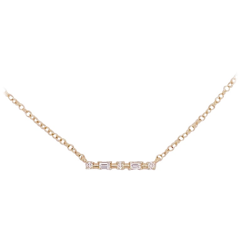 Diamond baguette deals bar necklace