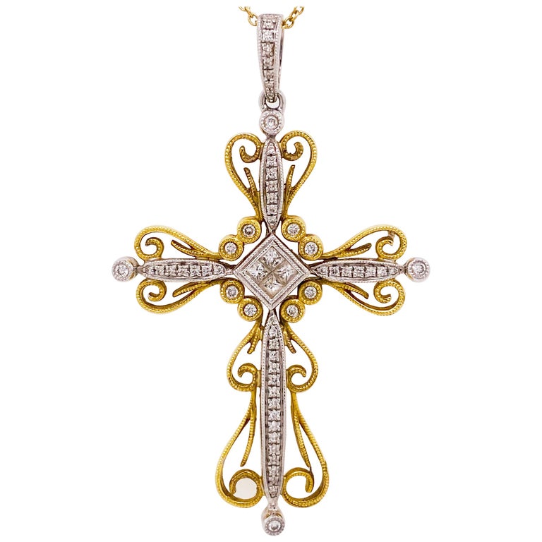 Ornate Diamond Cross Pendant