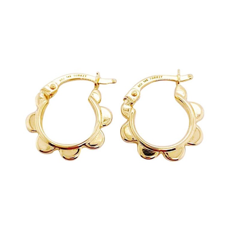 14K Gold Small Huggie Earrings 14K White Gold