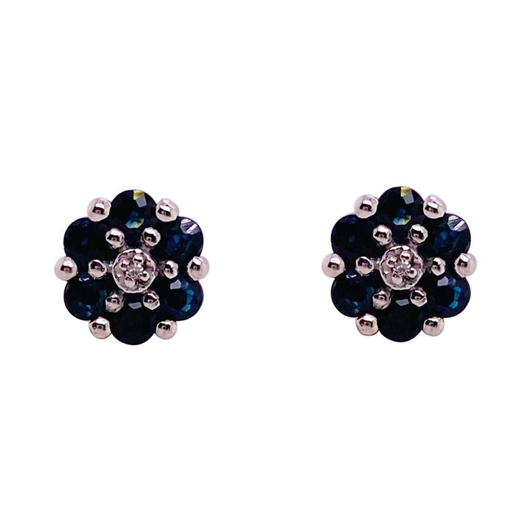 Diamond Flower Star Blossom Stud Earrings
