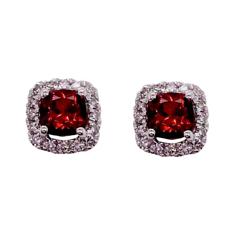 Garnet and diamond stud earrings Clearance