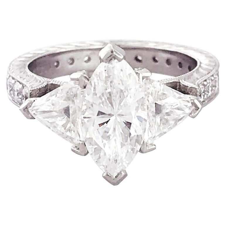 Marquise Trillion Diamond Three-Stone Engagement Ring – Five