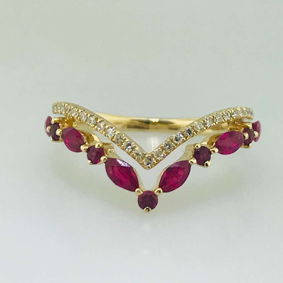 Diamond and Ruby V Ring – Five Star Jewelry Brokers