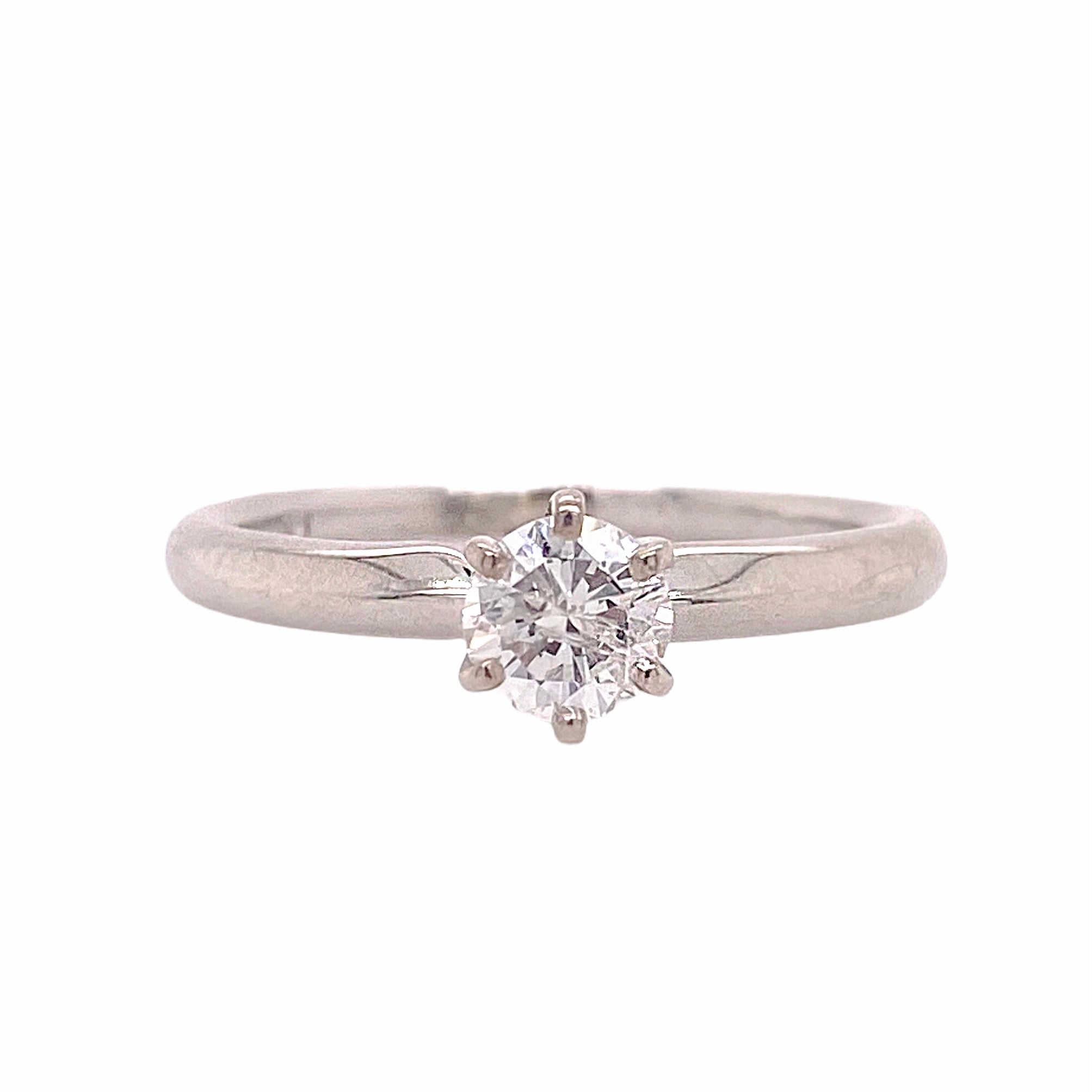Solitaire diamond engagement ring, 6 prong setting 