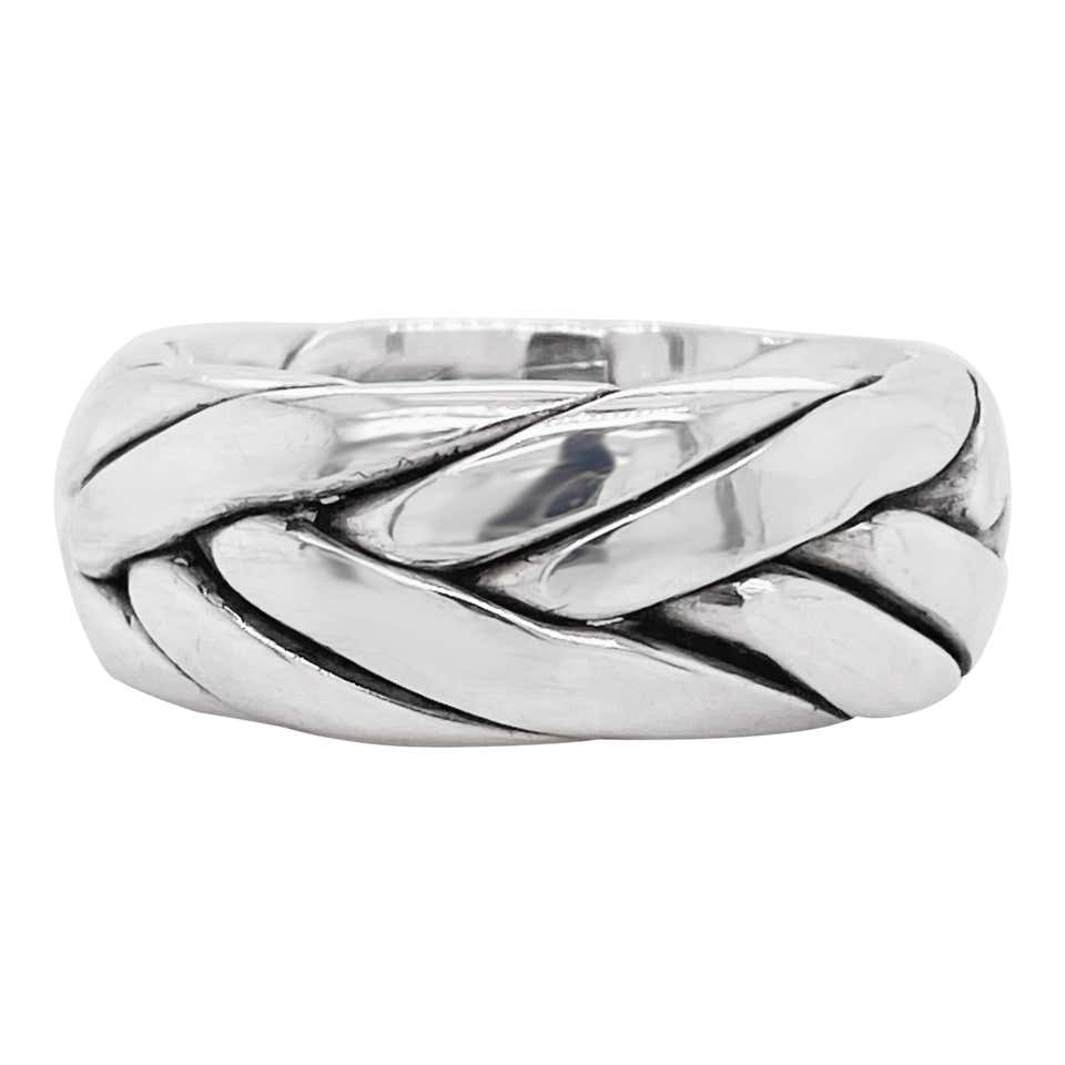 Men's Sterling Silver Braided Wedding Band – Five Star Jewelry Brokers