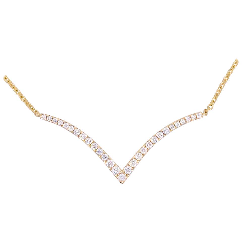 Lab Grown Diamond V-Necklace | MiaDonna 14K White Gold