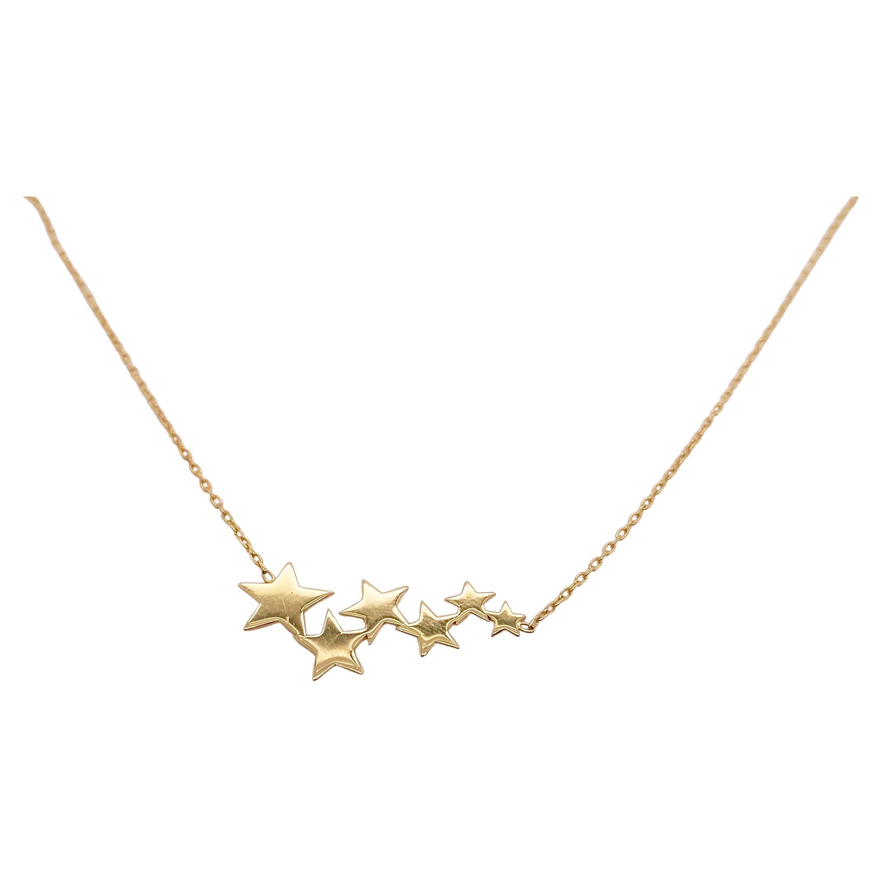 Star Cluster Necklace w 6 Stars in 14K Yellow Gold w Adjustable Chain –  Five Star Jewelry Brokers