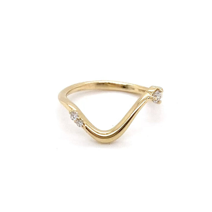 14k Yellow Gold Asymmetric Curved Diamond Band