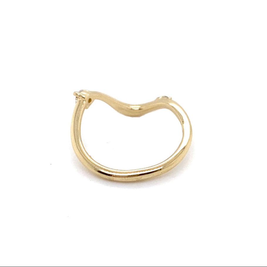 14k Yellow Gold Asymmetric Curved Diamond Band