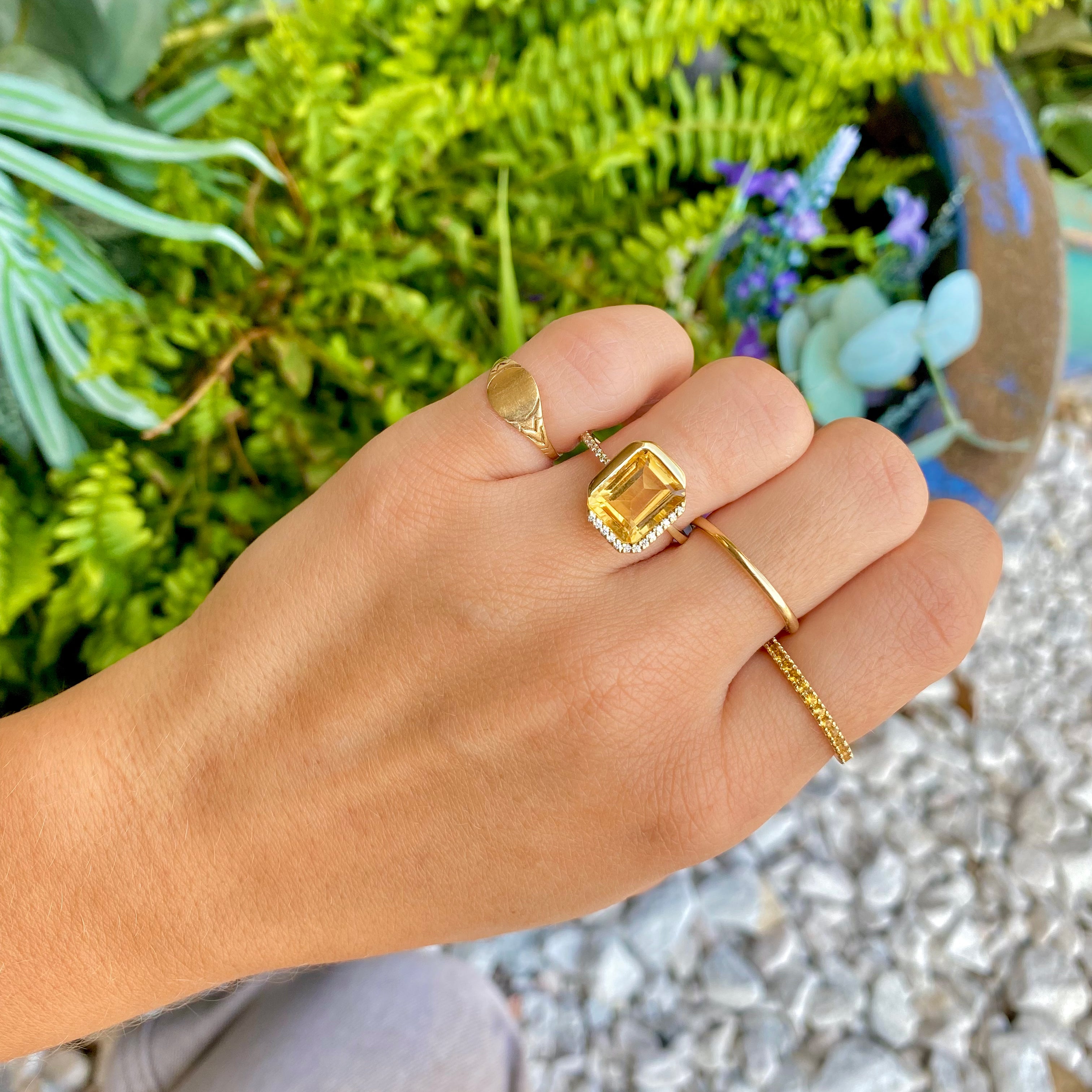 Collection of custom-designed rings created by an Austin Texas jeweler