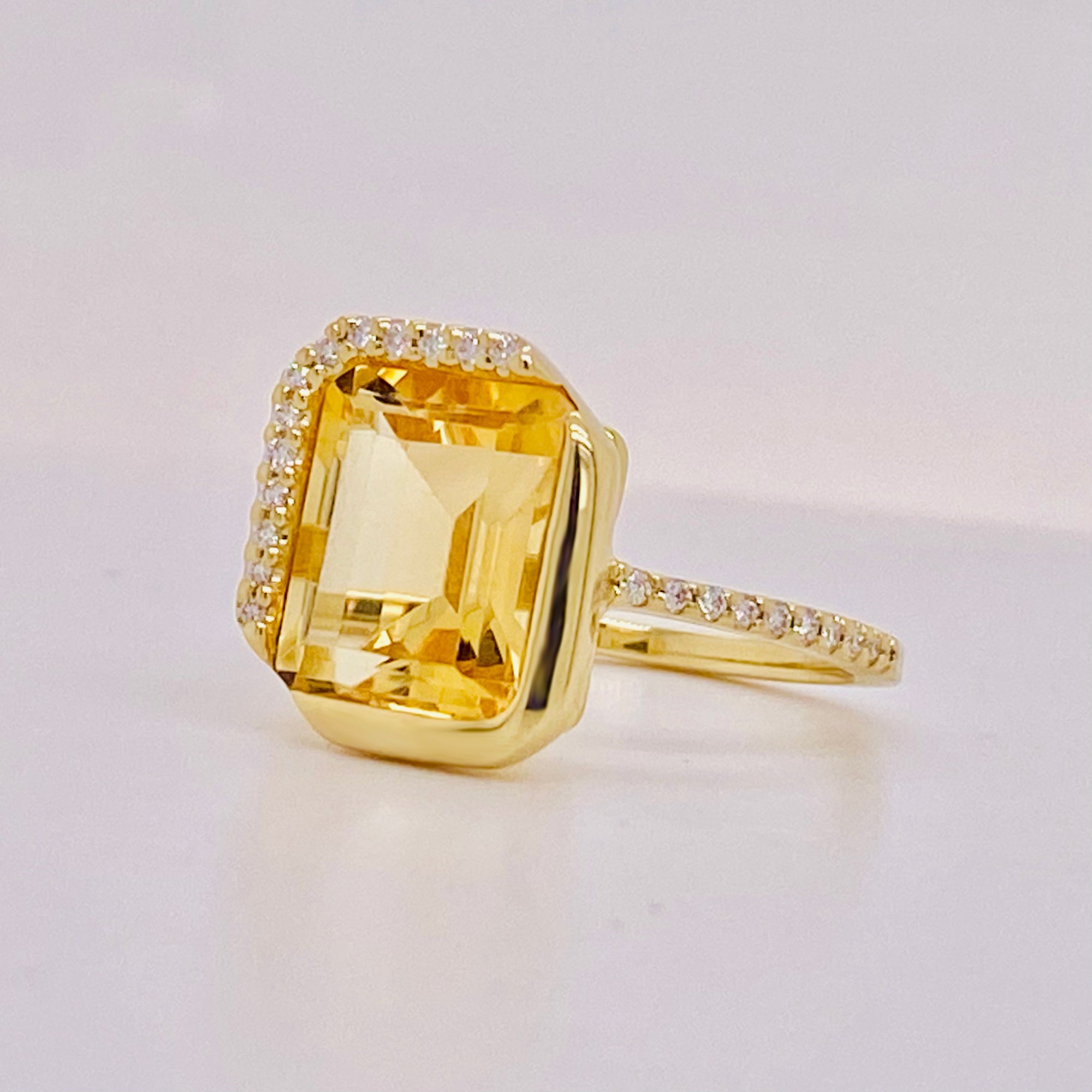 Close-up of a custom diamond setting designed in Austin Texas