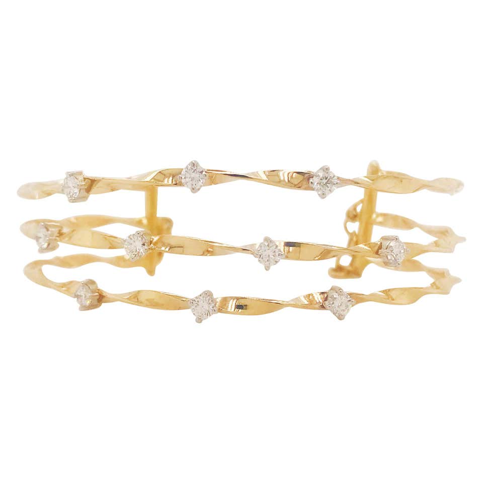 yellow gold diamond cuff bracelet 