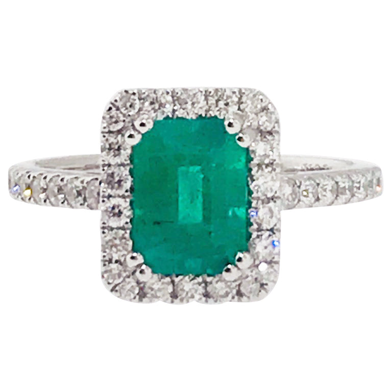 Emerald and Diamond Halo Engagement Ring – Five Star Jewelry Brokers
