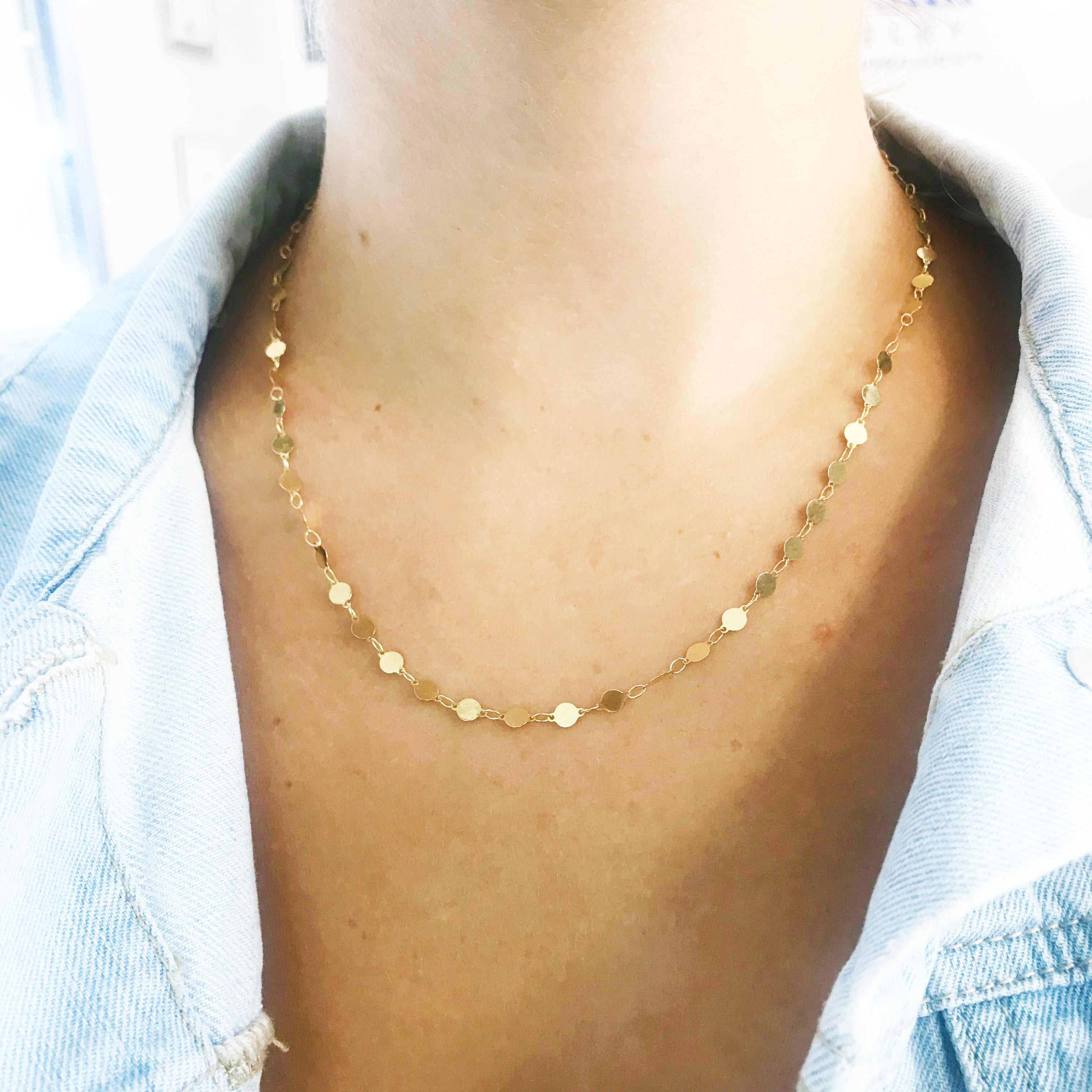 Buy 14k Yellow Gold Mirror Chain Necklace. Double Strand Chain Necklace  Online in India - Etsy