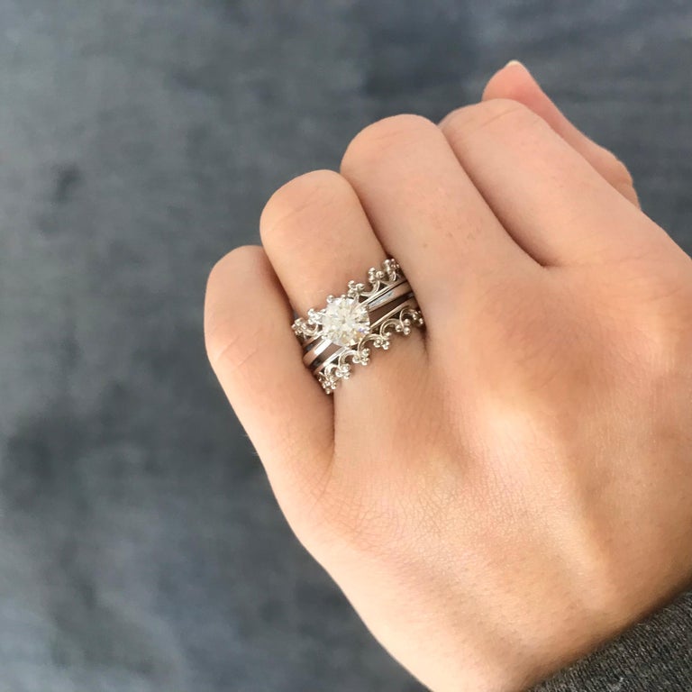 Engagement ring with crown on sale band