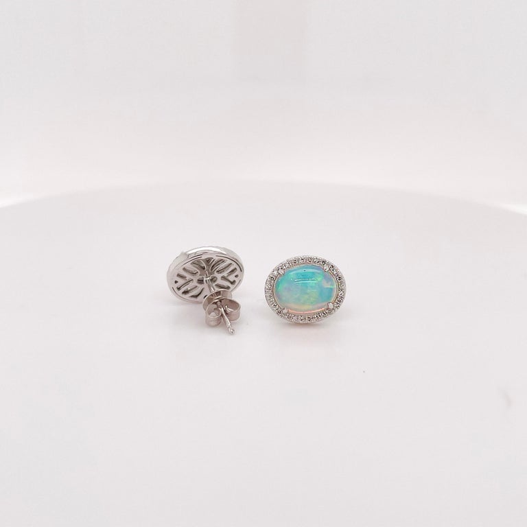 Opal & Diamond Halo Stud Earrings – Five Star Jewelry Brokers