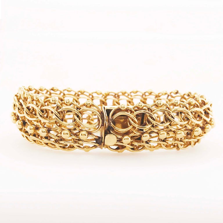 14K Gold Wide Charm Bracelet