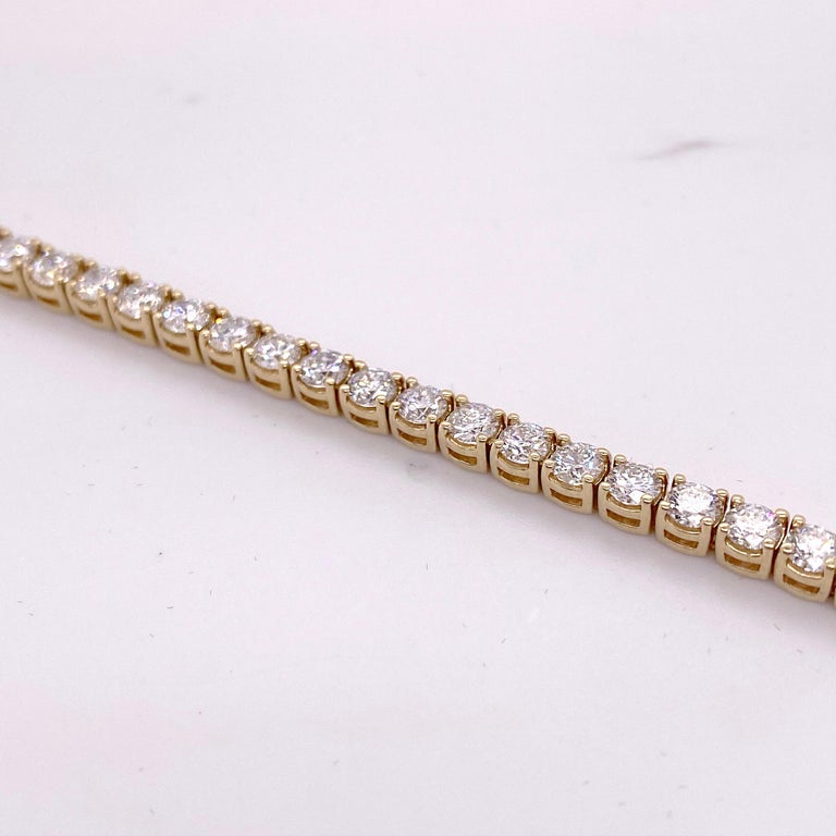 7.5 ctw F VS2 round ideal cut diamond 41 stone tennis bracelet 14k white  gold 7