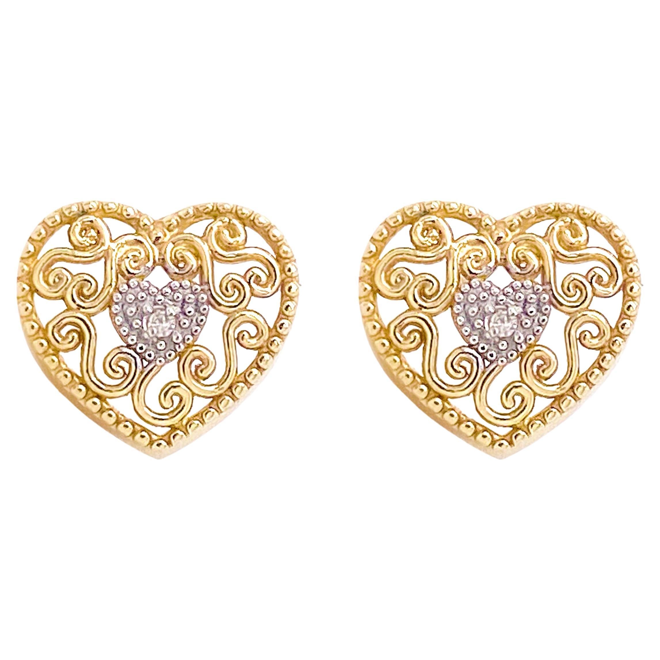 Gold Finish Double Heart Shaped Earrings Design by Papa don't preach by  Shubhika Accessories at Pernia's Pop Up Shop 2024